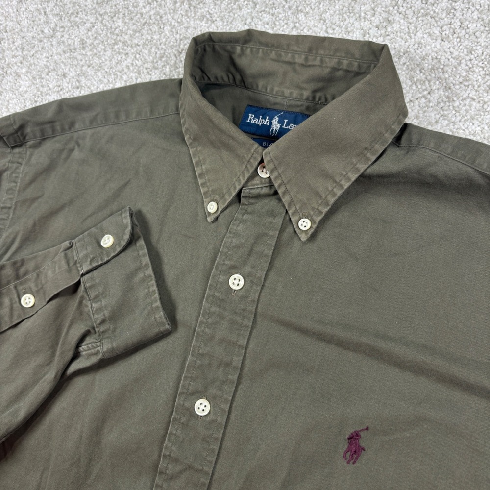 Ralph Lauren Button Down Mens M Green Blake Long Sleeve Cotton Shirt